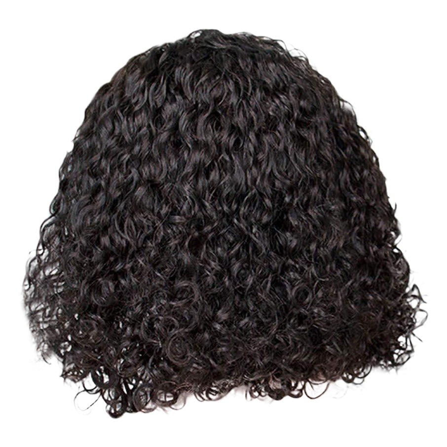 Peluca rizada africana, peluca de estilo europeo y americano para mujer, cabello corto y rizado, con raya lateral, peluca de fibra sintética con red rosa, peluca completa.