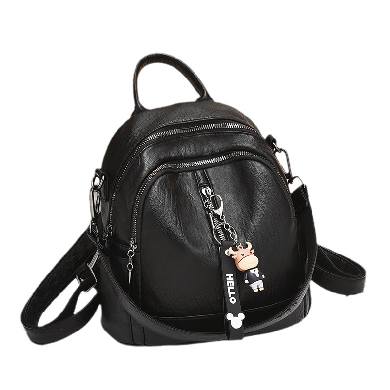 Mochila de cuero suave, mochila pequeña de viaje, mochila escolar de gran capacidad de doble uso, bolso de un solo hombro para mujeres de mediana edad.