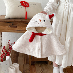 Baby Clothes, Cute Cartoon Cloak, Autumn and Winter Velvet Lamb Wool Windproof Shawl, Outdoor Windproof Warm Outwear