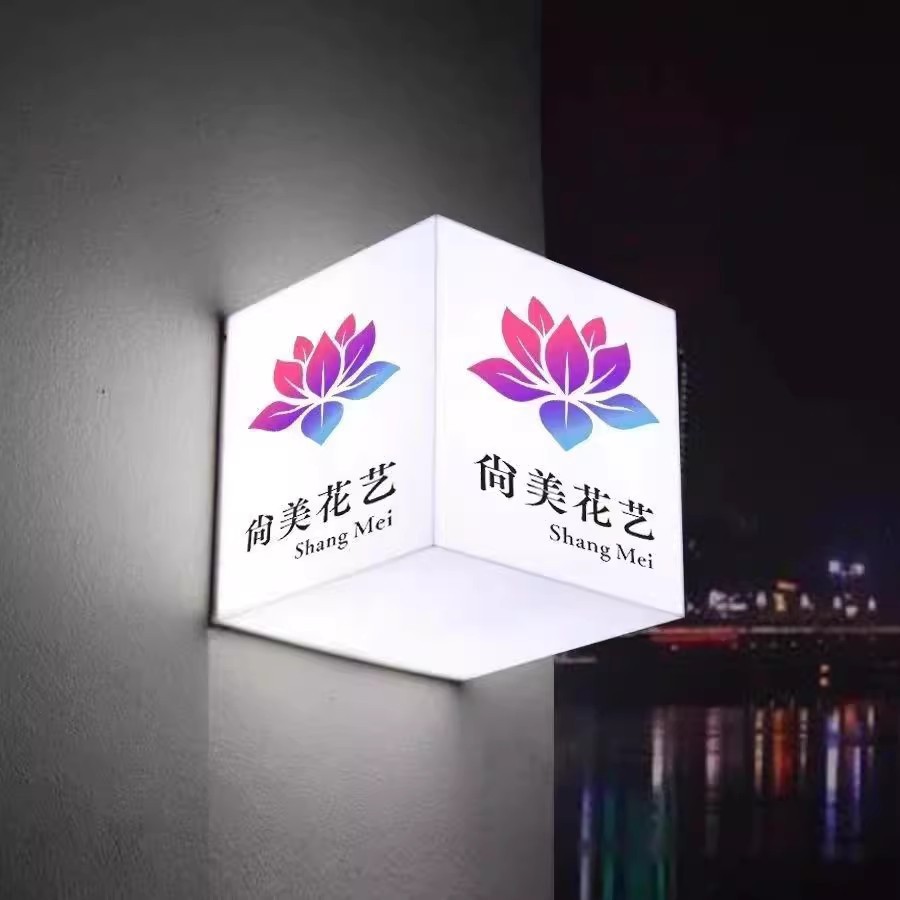 Caja de lámparas acrílicas personalizada cartel de tiendas led luminoso cuerpo completo creativo al aire libre residencial logotipo