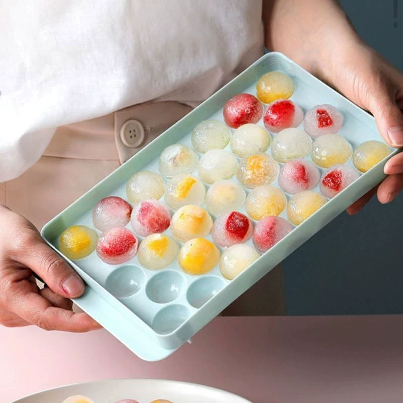 Ice cube film with lid spherical ice tray easy to release ice tray film with frozen ice ball spherical storage ice box