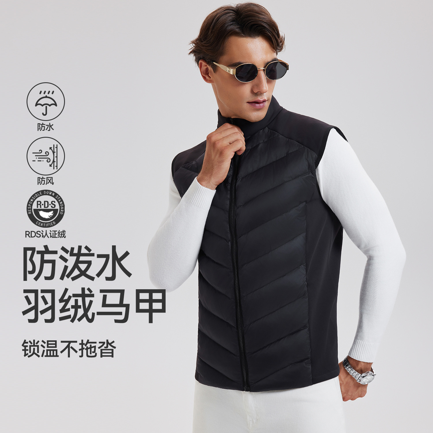 [2.0 Upgraded Version] 95% White Duck down Graphene Water-Repellent Men's Lightweight down Vest down Jacket for Men