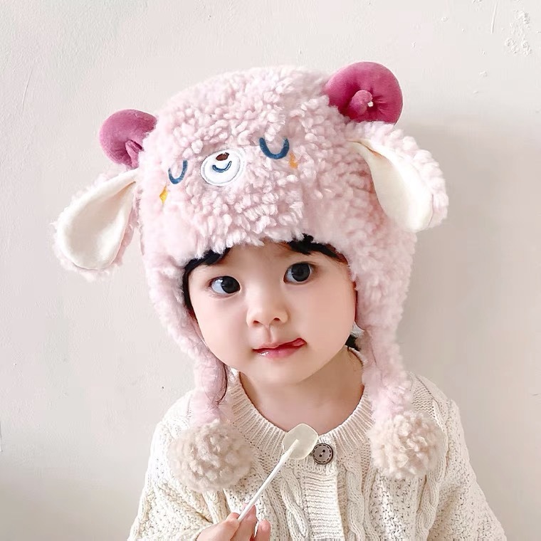 婴儿帽子冬季护耳帽超萌宝宝毛绒套头帽男女童婴幼儿秋冬款保暖帽|undefined