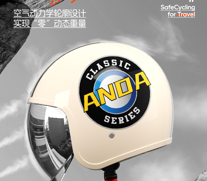 Ad Electric Motorcycle Helmet 3C Certified Men's and Women's All-Season Half Helmet Winter Warm Battery Car Safety Helmet