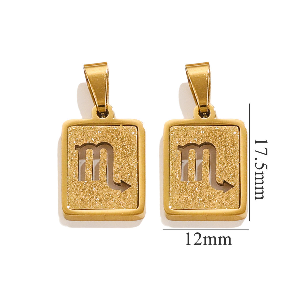 Rectangular europeo y americano prensado arena 18K acero inoxidable doce colgante de constelación diseño de personalidad popular DIY joyería colgante