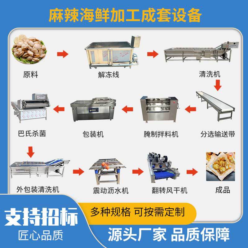全套海鲜加工设备麻辣扇贝蛤喇肉制作设备休闲海产品加工设备
