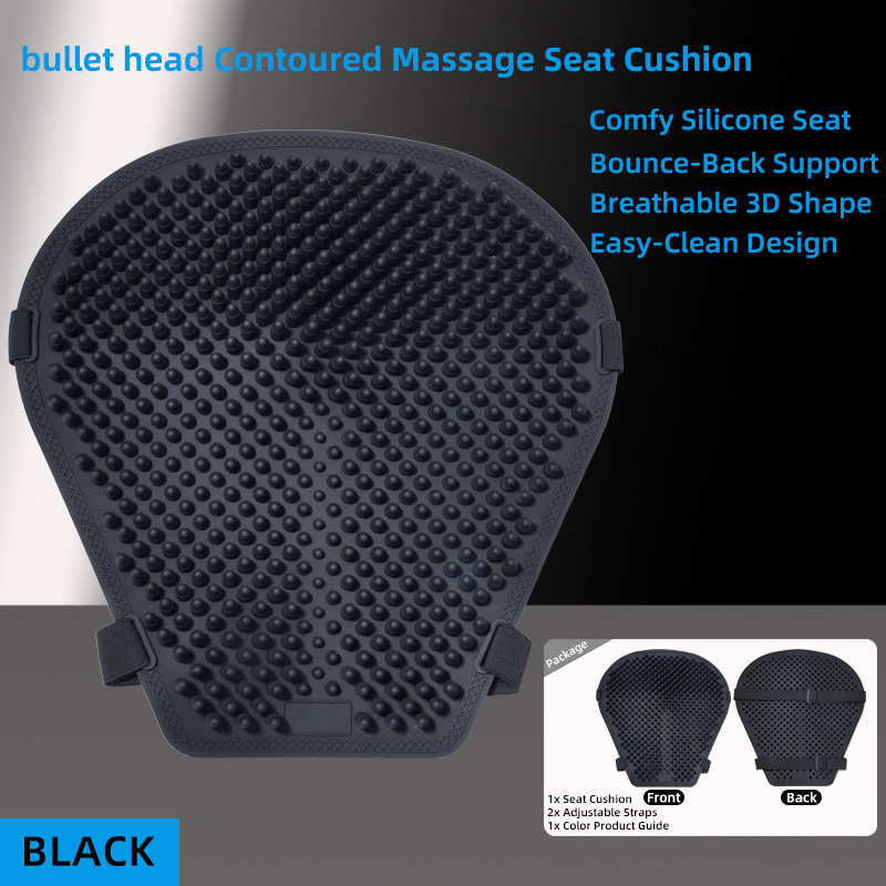 Universal Summer Motorcycle Seat Cushion Sunscreen Shockproof Waterproof Silicone Pad (Motorcycle cushion) - black-front-seat