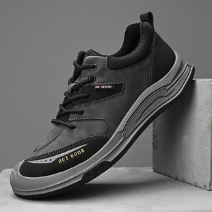2025 New Work Shoes Men's Genuine Leather Outdoor Sports Casual Shoes Men's Low-Cut Soft Sole Toe Large Size Men's Shoes 4546