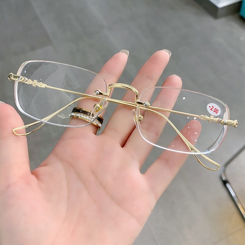 Nuevas gafas de lectura sin marco hombres de mediana edad y ancianos de alta definición anti-azul luz gafas de lectura mujeres en línea rojo mismo estilo gafas de lectura 3303