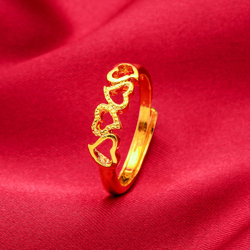 Vietnam alluvial gold ring network brass gold plated real gold color preservation exhibition street stall night market hot supply supply