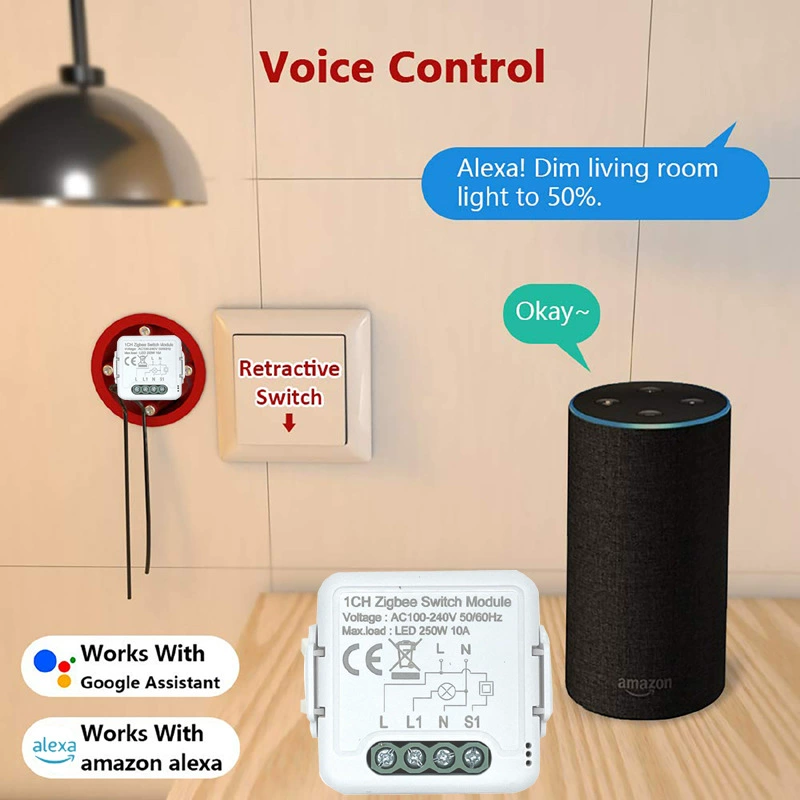 Умное устройство Tuya Tuya Zigbee ВЫКЛ/ВКЛ MINI 1-канальный/2-канальный ноль-огне двойного управления скрытая переключатель модификации