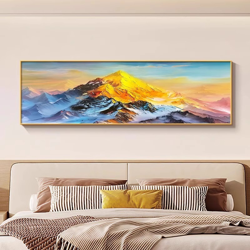 新款日照金山沙发背景墙装饰画背靠金山客厅壁画夫妻主卧床头挂画|undefined