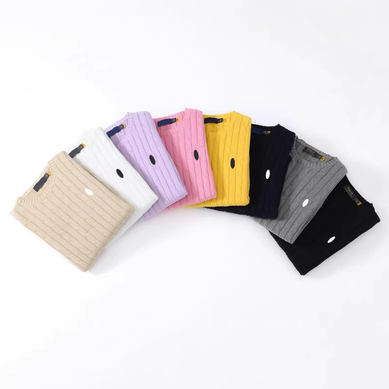 Cross-Border Women's Sweater Autumn and Winter Polo Couple's Polo Sweater Women's Cable Knit Casual Pure Cotton Thickened Pullover Cross-Border Women's Sweater Autumn and Winter Polo Couple's Polo Sweater Women's Cable Knit Casual Pure Cotton Thickened Pullover