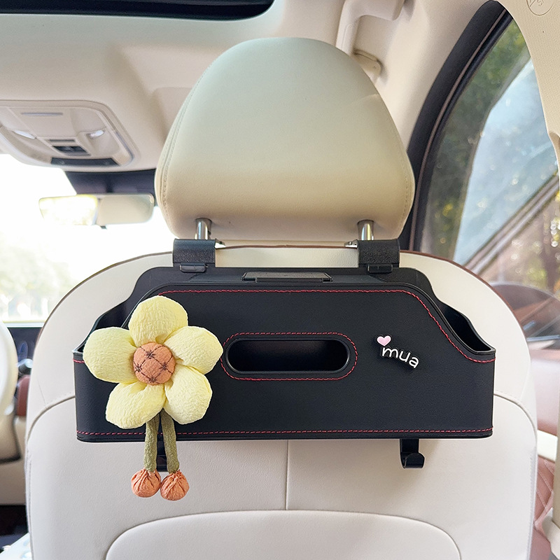 Qìchē – Car storage bag/box Multi-function Storage Box Car - black-cream-yellow-sunflower-multi-function-seat-back-storage-box
