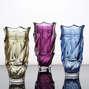 American Style Thickened Crystal Glass Vase Ornaments High-end Luxury Dining Table Living Room Water-raised Flowers Lily Rose Flower-arranging