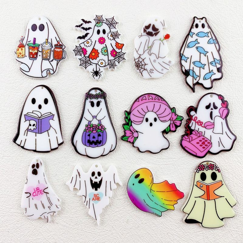 クロスボーダーの人気アクリル両面プリントカラーゴーストハロウィンシリーズはDIYアクセサリーのペンダントを飾ります。|undefined