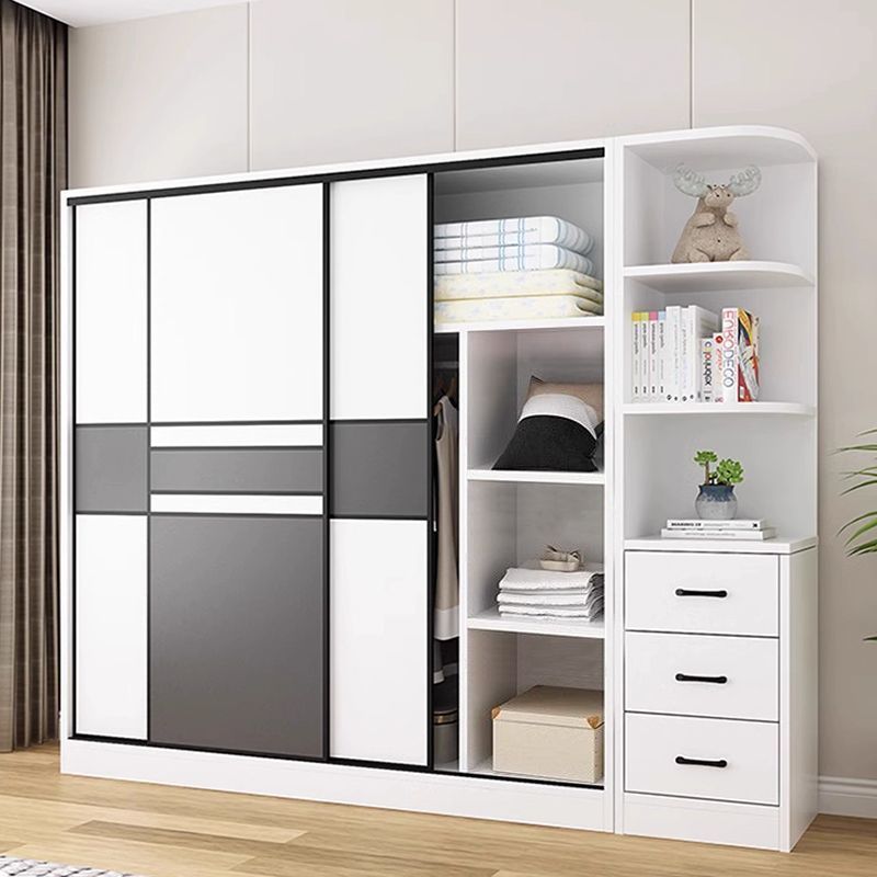 Armario de alquiler de dormitorios domésticos fácil de ensamblar puerta corredera de alquiler moderno y simple armario de dormitorios de 2 metros de altura image 4