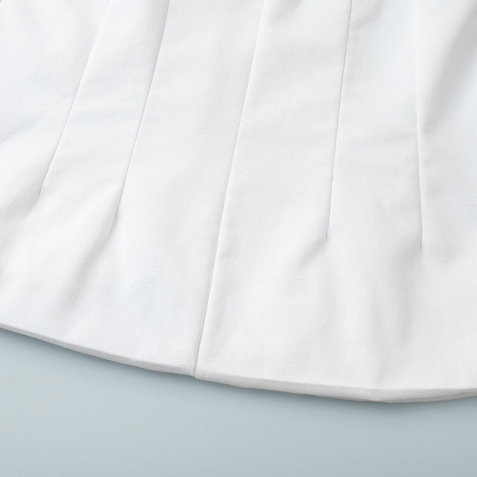 Bộ vest gile và quần short nữ chất liệu lanh cotton, áo khoét vai không tay, kiểu công sở — Màu mơ, Màu nâu đậm, Màu trắng, Màu xanh nước biển chi tiết 17