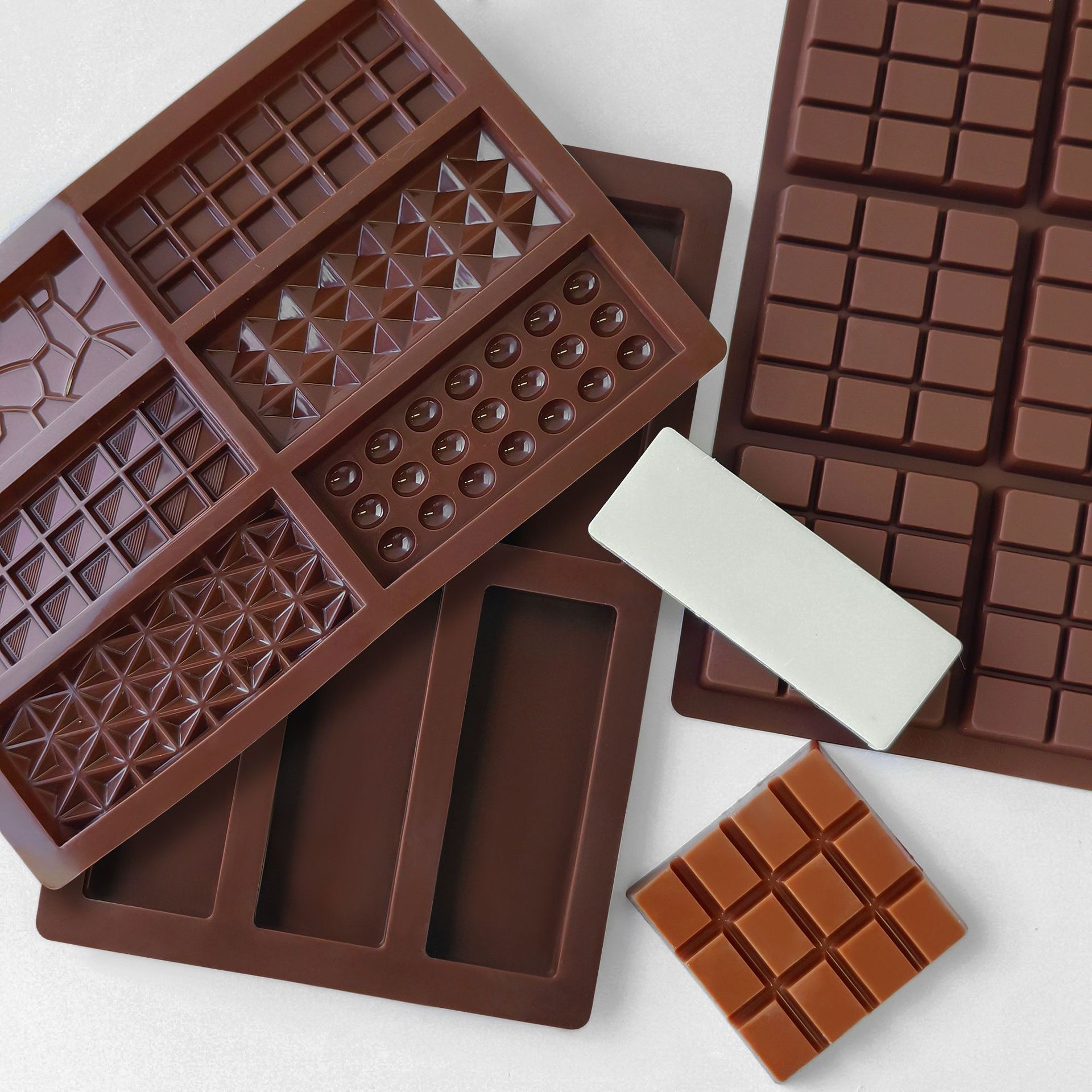 Grado alimenticio 6 compañía molde de horneado de chocolate rectangular diy molde de silicona para waffles de chocolate