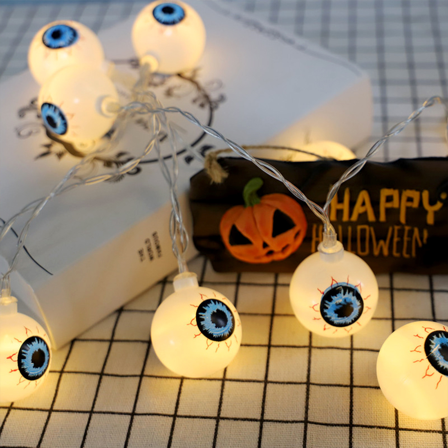 Guirnaldas de luces LED transfronterizas, guirnaldas de luces LED para Halloween, decoración exterior, luces LED de calabazas, luces decorativas para arreglos de escenas de Amazon.