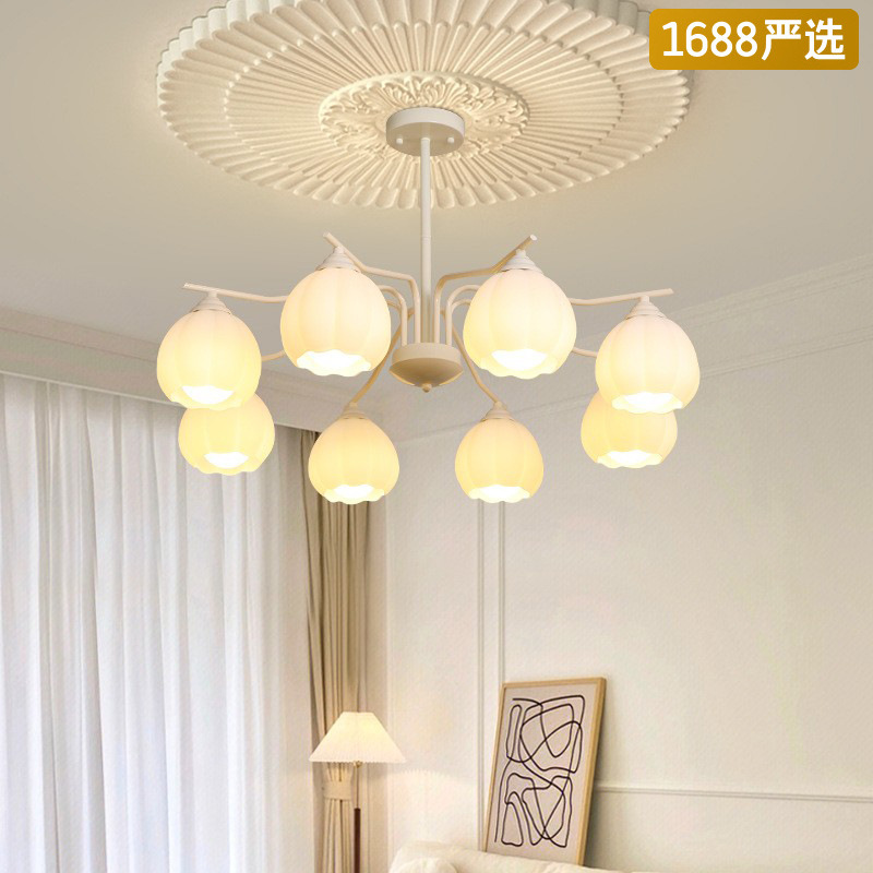 [Selección estricta] estilo francés crema brotes de flor lámpara moderna simple romántica cálida lámpara de estudio de restaurante medieval