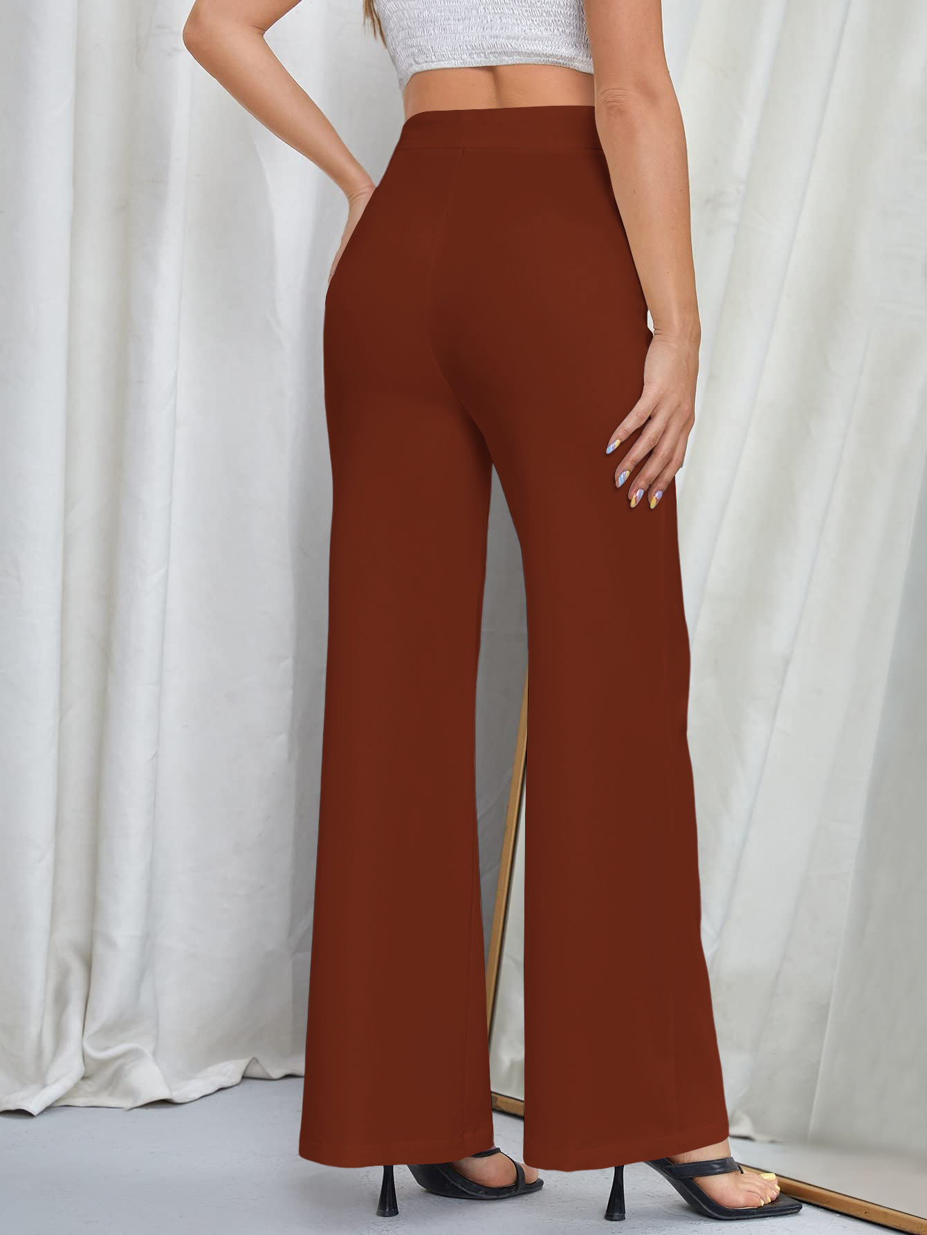 Vêtements pour femmes nouveaux pantalons décontractés automne nouveau tempérament pantalons évasés de transport polyvalents pantalons larges à la mode pour femmes_voghion.com