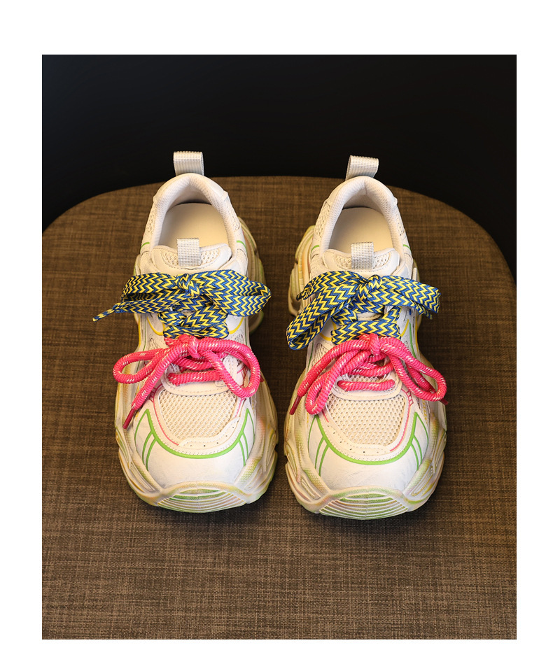 Giày thể thao nữ đế dày lưới thoáng khí phong cách dad sneaker — Trắng vàng chi tiết 19