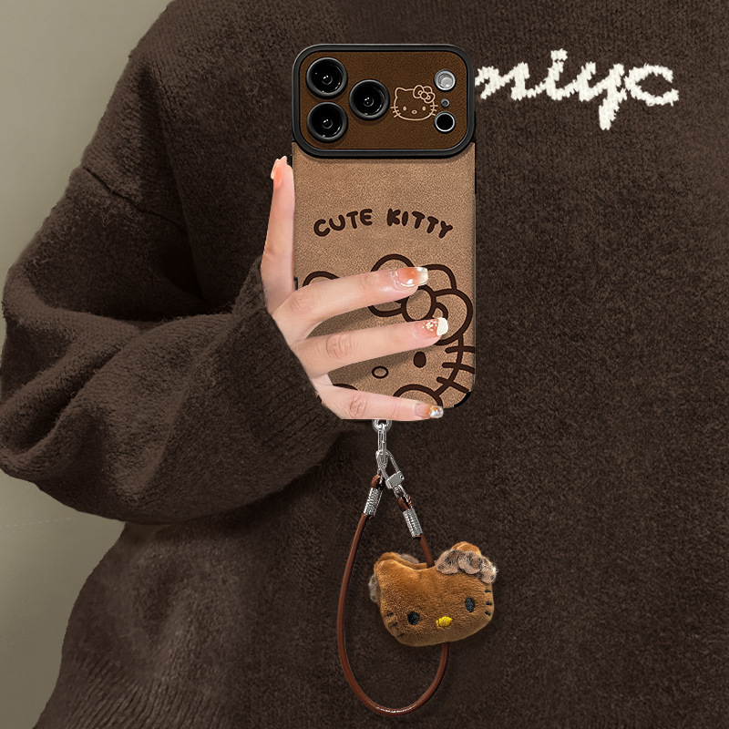 Cute cat with lanyard suitable for Apple 17 Pro Max phone case iPhone 15 retro 16 silicone large window Cute cat with lanyard suitable for Apple 17 Pro Max phone case iPhone 15 retro 16 silicone large window