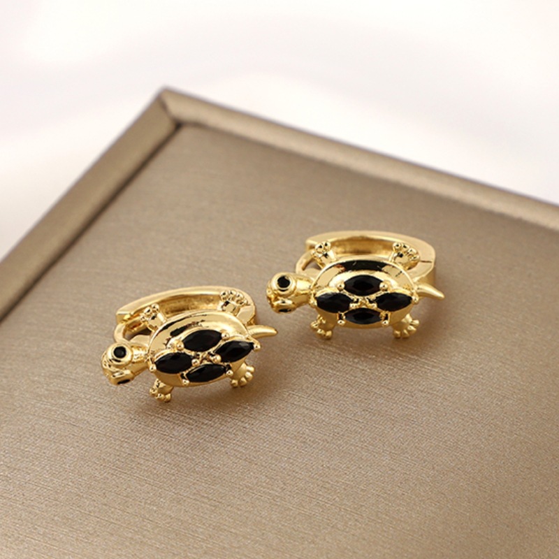 Copper sophisticated cute small design earrings with zircon