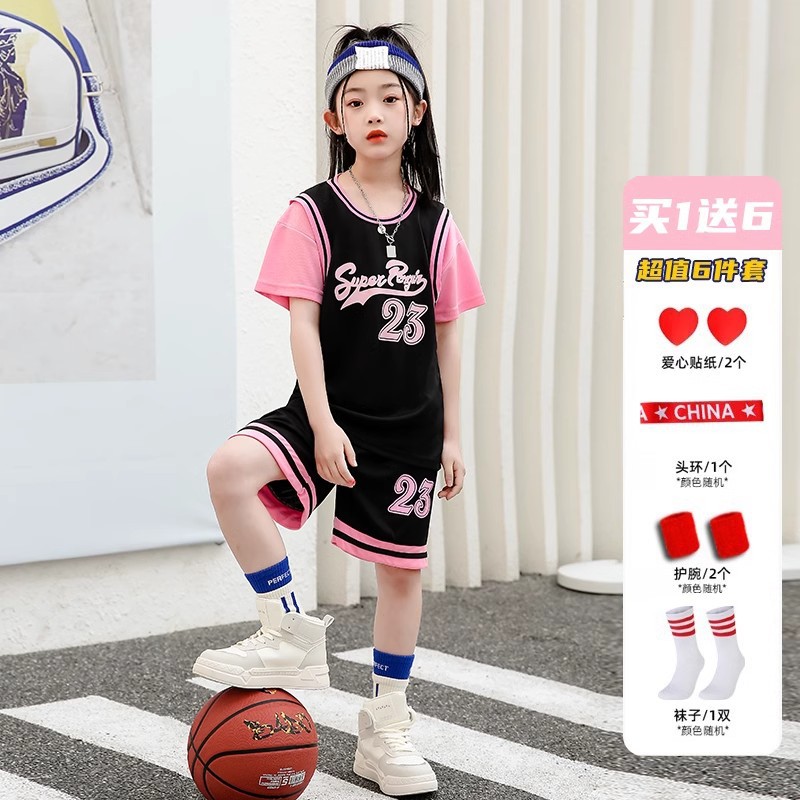 Girls' Jersey Sports suit Summer Clothes 2023 New Short-sleeved Customized Children's Summer Girls Quick-drying Basketball Clothes
