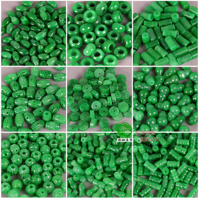 翡翠干青珠子 翠绿色珠子编绳手绳圆珠桶珠DIY配珠|ms
