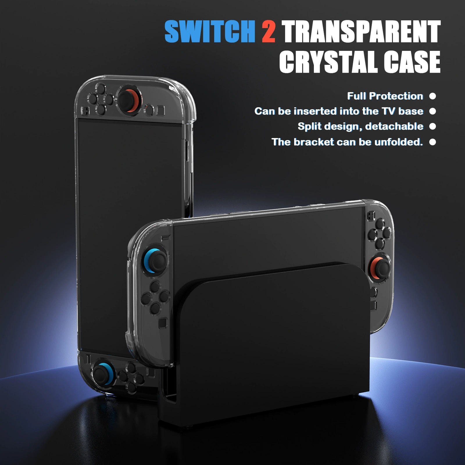 Защитный чехол для консоля Switch 2, прозрачный кристальный чехол NS2, раздел PC жёсткий чехол