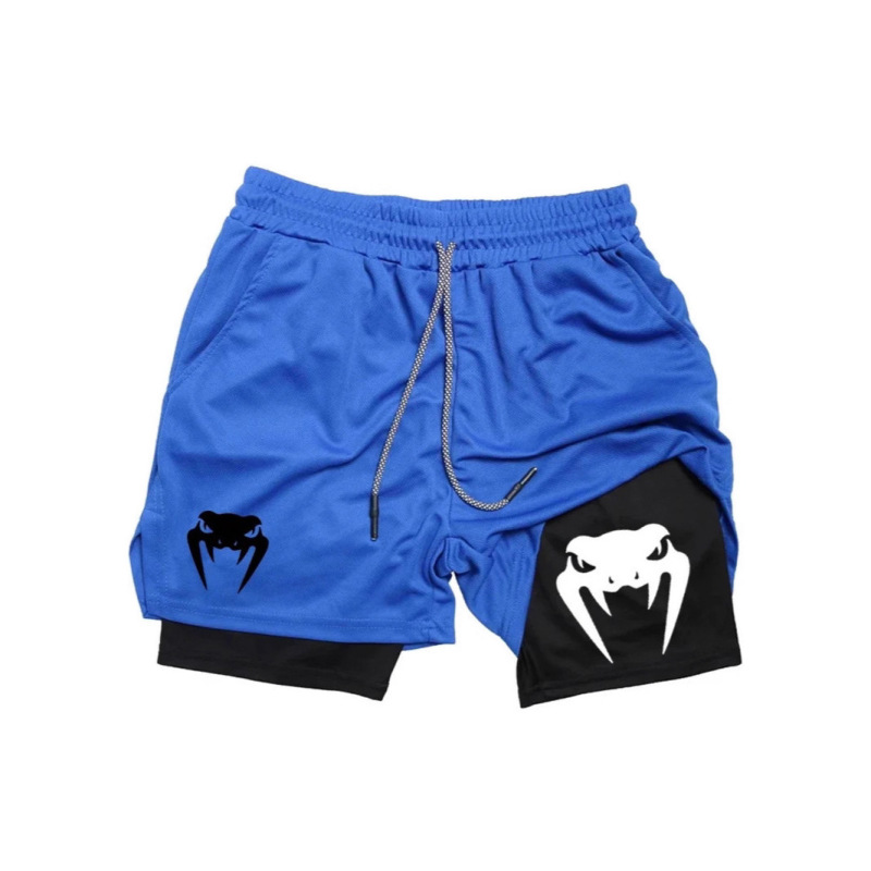 Mma Men's Compression Shorts Summer Gym Fitness Running Training Sports 2-1 Printed Breathable Casual Shorts