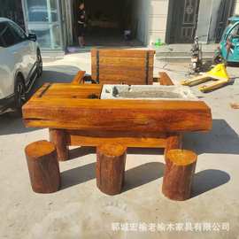 老榆木茶桌客厅茶几桌书房大板桌餐厅餐桌实木茶几厂家直供长条桌