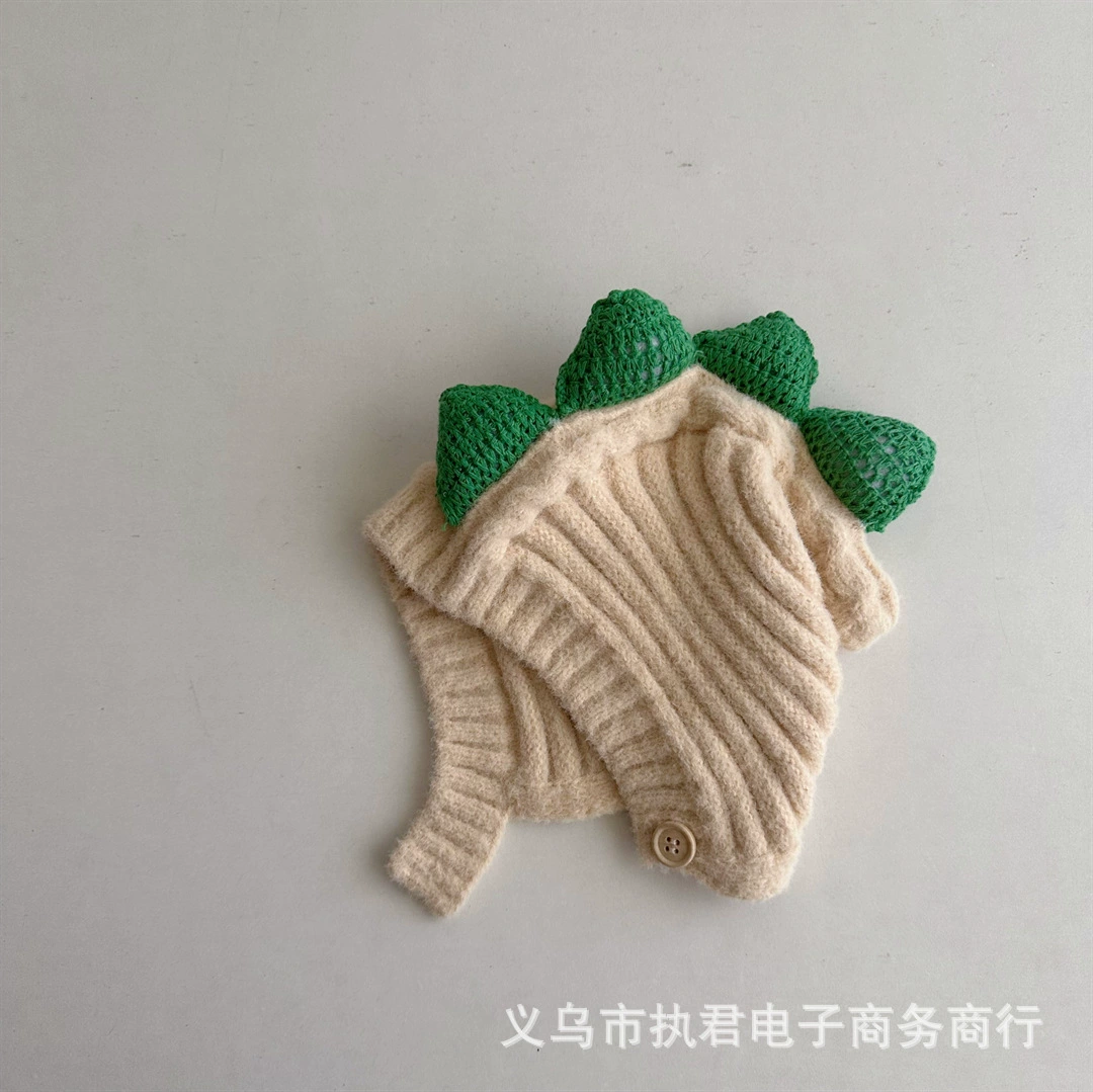 Зимние детские тёплые милые динозавры, earmuffs, вязаная шапка