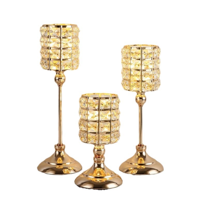 Candelaria de cristal transfronteriza escandinava decoración romántica ligera de lujo estilo de boda de vela de bananas soporte de vela props de cena a la luz de las velas