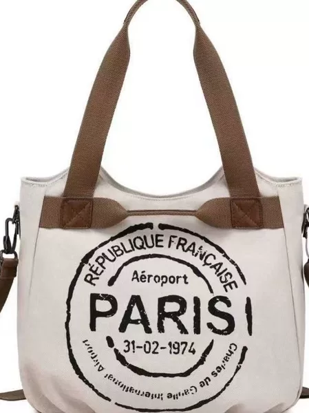 Canvas Bag Unisex All-match Shoulder Bag Large Capacity Book Bag for Students to School and Class