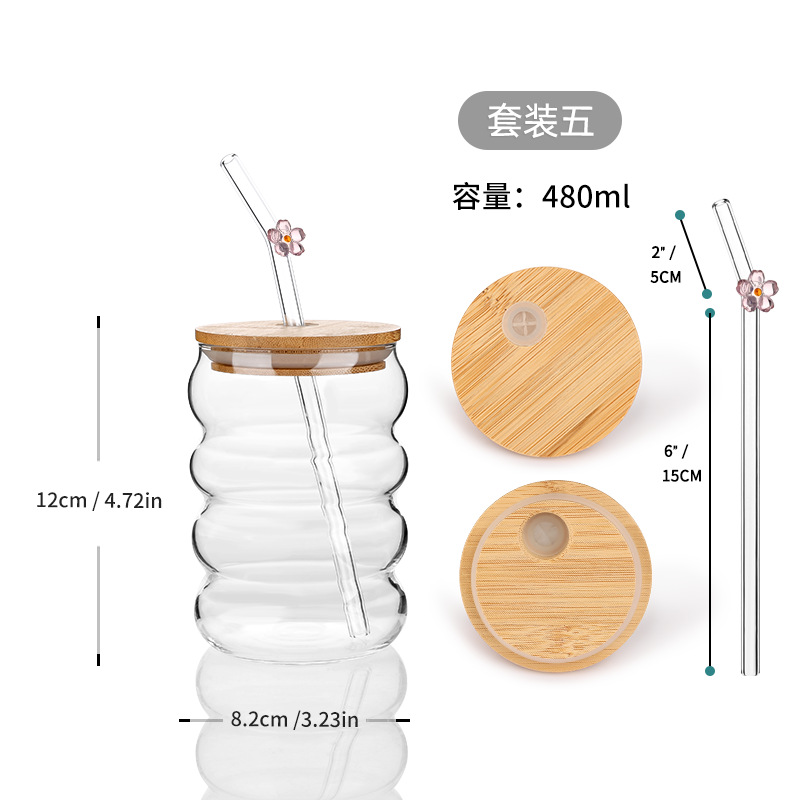 Transfronterizo Amazon venta caliente alta taza de vidrio de silicona resistente a altas temperaturas con paja taza de café Coca-Cola ins taza de agua portátil image 11