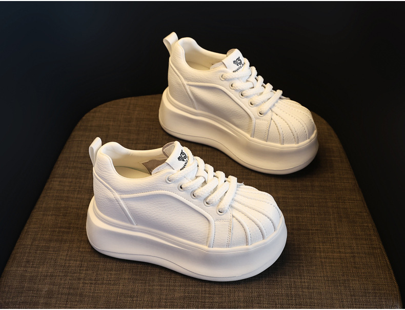 Giày sneaker nữ đế dày tăng chiều cao phong cách thể thao — màu trắng chi tiết 4