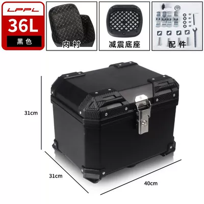 Motorcycle trunk — Removable Tail Box Thickened - hot-sale-36l-lined-model-shock-absorbing-bottom-plate-classic-black-naked-matching
