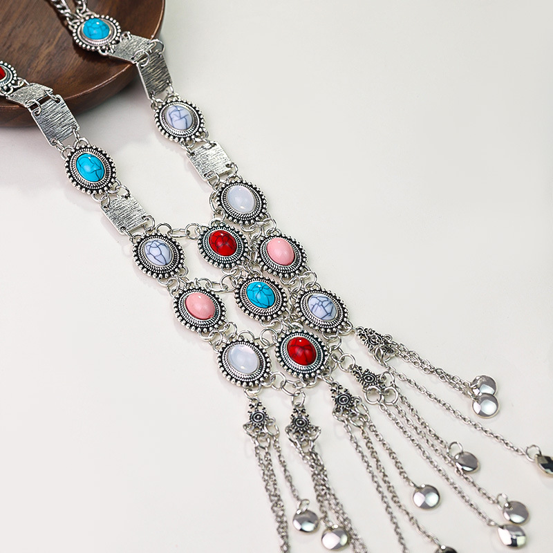 Lange Böhmische Statement Kette Ethno Stil Für Damen Vintage_voghion.com
