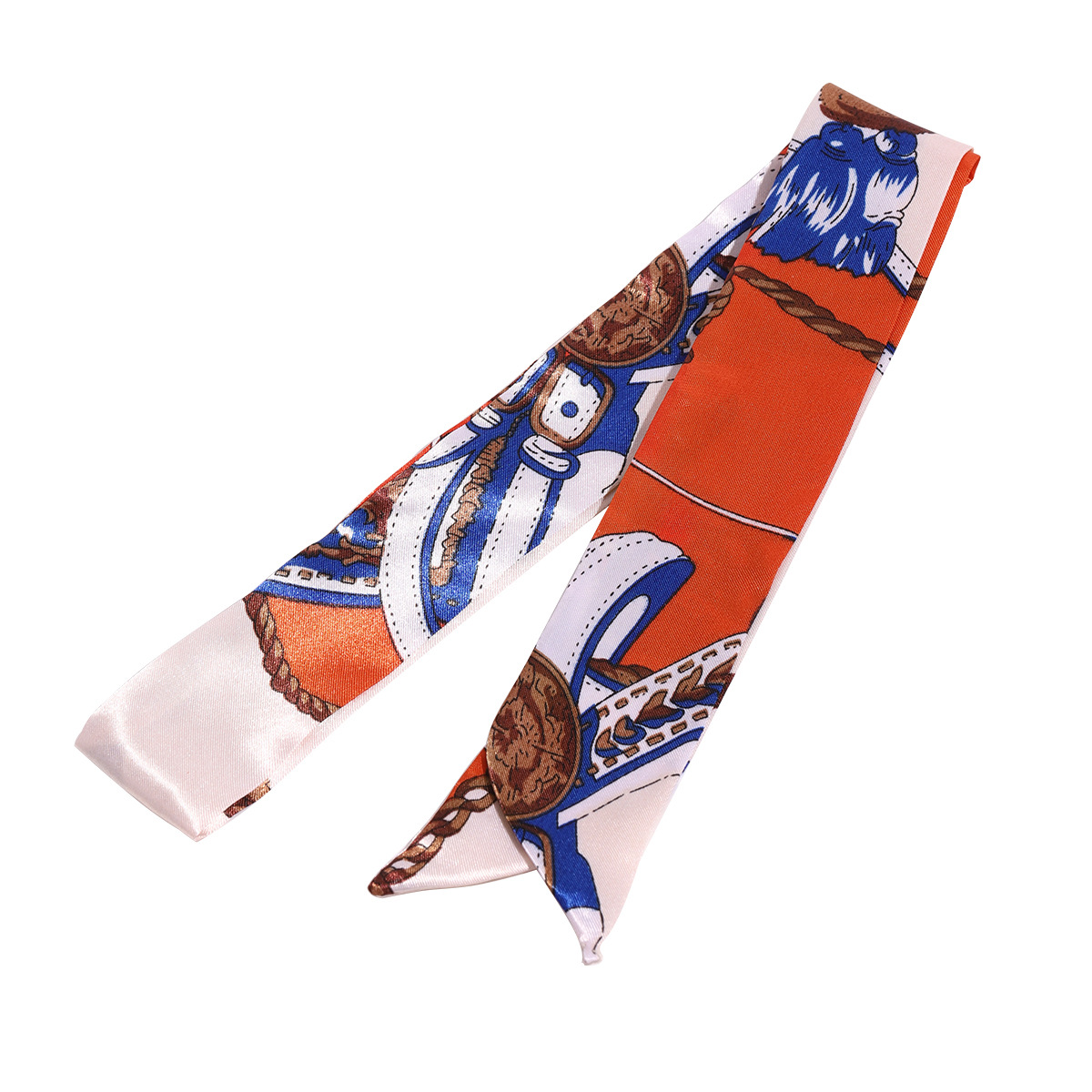 Jieding Diadema larga de poliéster de seda de imitación europea y americana, cinta de impresión de color rojo y blanco, accesorios de diseño de todo fósforo transfronterizos