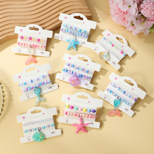 Foreign Trade New Kidsren's Bracelet Ocean Series Cartoon Cute Starfish Shell Mermaid Bracelet Little Girl's Bracelet