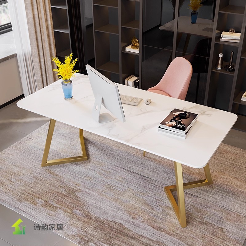 Italian Slate Desk Computer Desk Simple Light Luxury Live Broadcast Medical Beauty Salon Consultation Reception Face-To-Face Work Desk