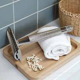 源头工厂老式手动传统安全刮胡刀头网纹手柄三层刀头剃须刀