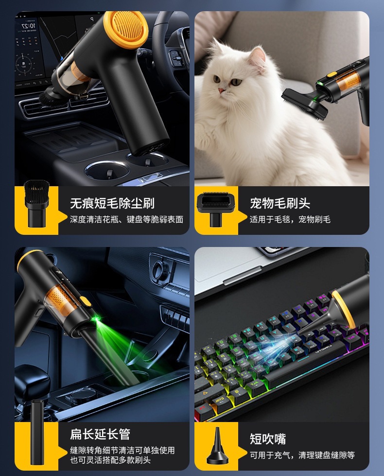 Cross-border car vacuum cleaner with strong suction, multifunctional vacuum cleaner, wireless portable dual-use for car and home, digital display vacuum cleaner