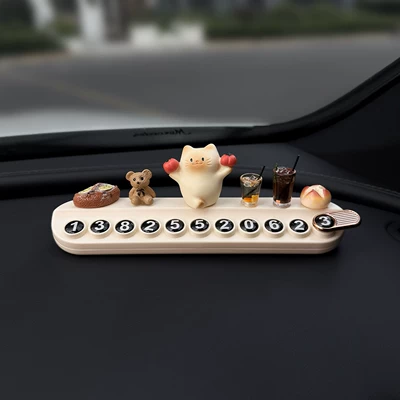 2026 New Model Temporary Parking Number Plate for Car, Mobile Phone Number Plate for Moving Vehicle, Hidden Number Plate for Women (Nömrəli dayanma kartı) - apple-carrying-cute-kitten-baking-soda-bag-teddy-bear-lemon-tea-american-style-bread-white-scented-number-tag