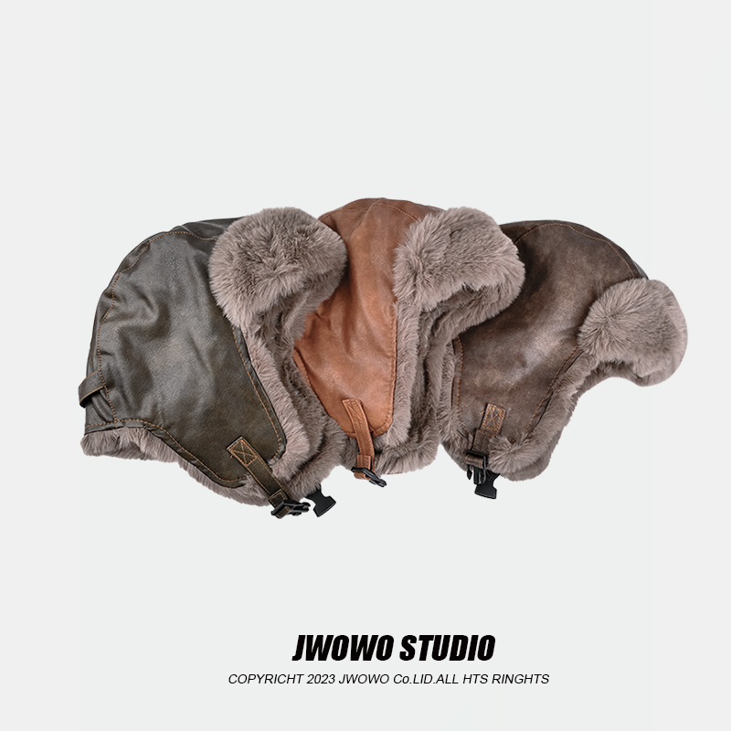 „Maillard“ lauko motociklų „Lei Feng“ skrybėlė vyrams, retro žiemos stora PU kailio ausų apsaugos skrybėlė, lauko slidinėjimo skrybėlė moterims_voghion.com