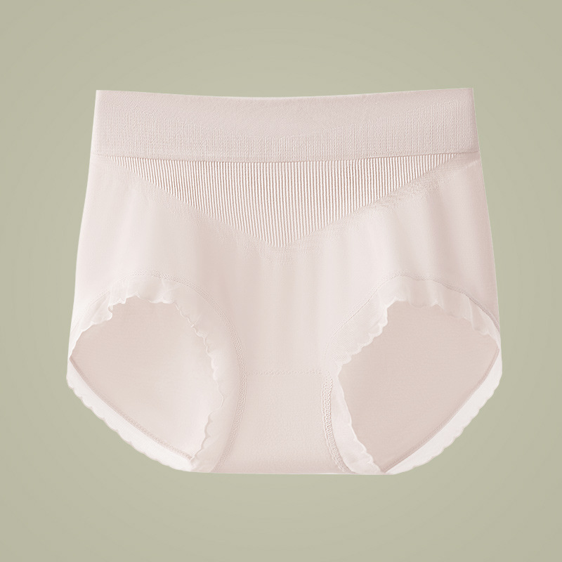 Ropa interior de abdomen de cintura media alta sin costuras entrepierna de algodón 7A antibacteriano verano delgado trasero 2024 nuevo estilo refrescante