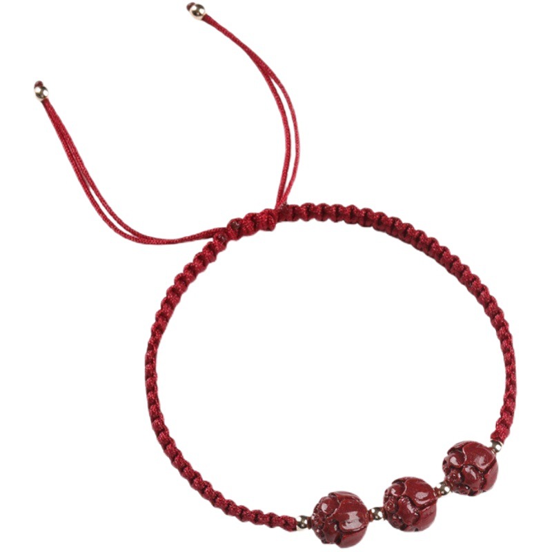 Cinnabar Bracelet Women's Lotus Beads Zodiac Year Red Rope Hand-Woven Purple Gold Sand Red Jewelry Men's and Women's Bracelets